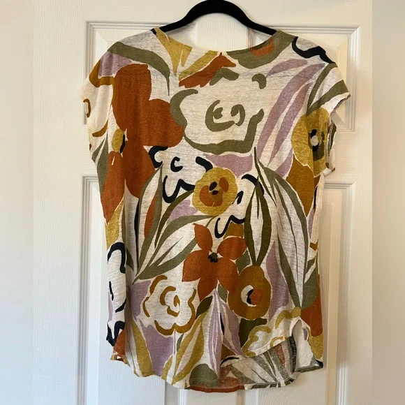 Rachel Zoe linen floral top size Large - Picture 2 of 6